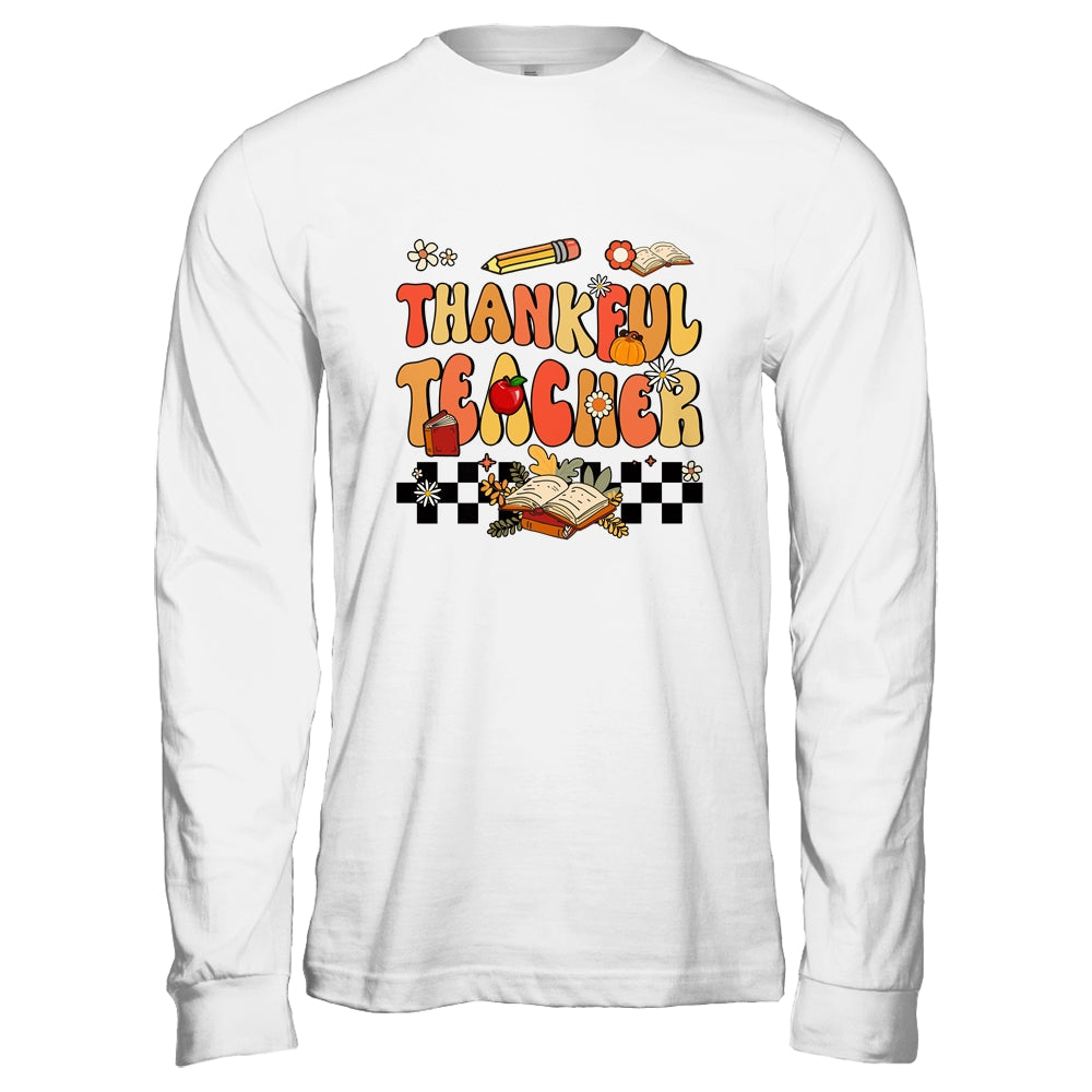 Thankful Teacher Retro Groovy Thanksgiving Fall Women Men Shirt & Hoodie | teecentury