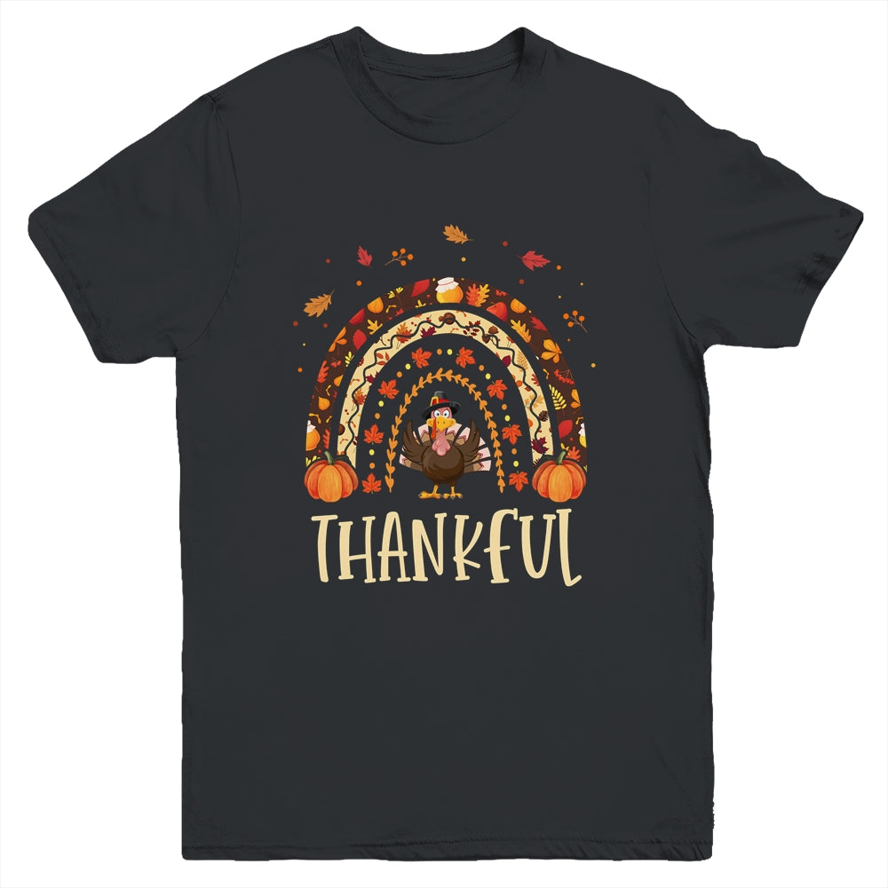 Thankful Thanksgiving Rainbow Turkey Youth Youth Shirt | Teecentury.com
