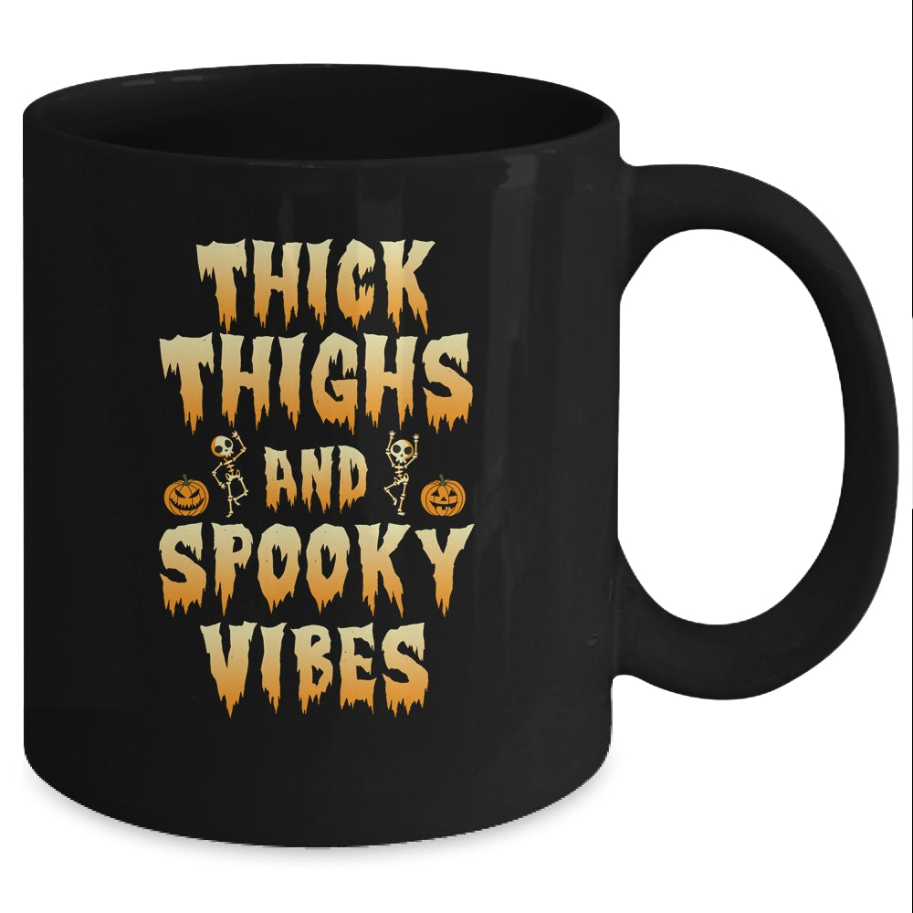 Thick Thighs And Spooky Vibes Funny Halloween Womens Mug Coffee Mug | Teecentury.com