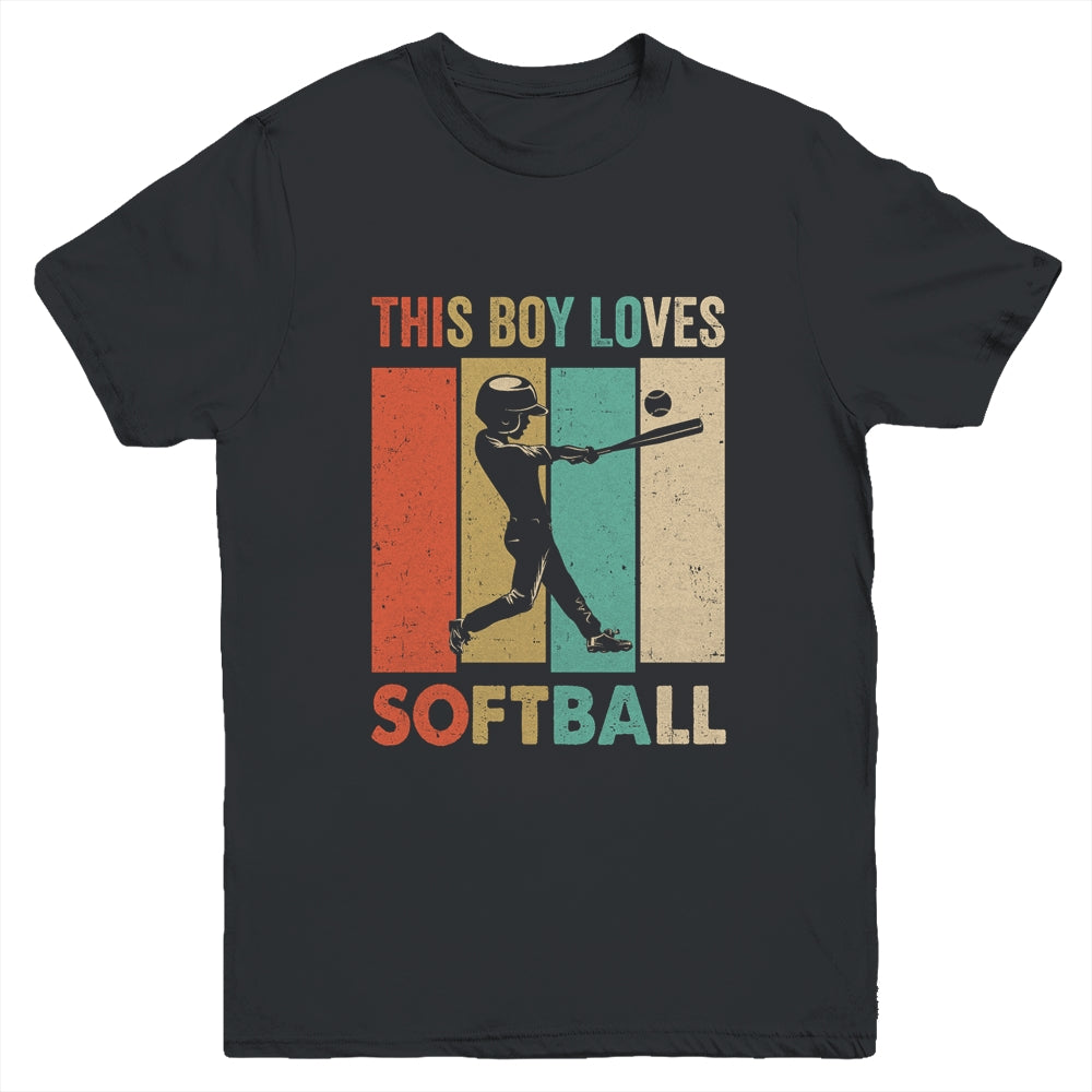 This Boy Loves Softball Boys Soccer Player Vintage Youth Shirt | teecentury