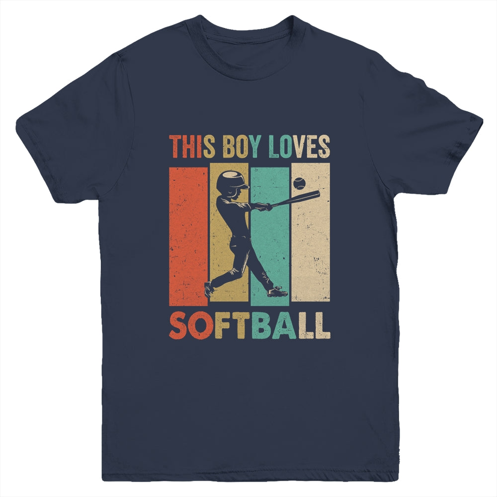 This Boy Loves Softball Boys Soccer Player Vintage Youth Shirt | teecentury