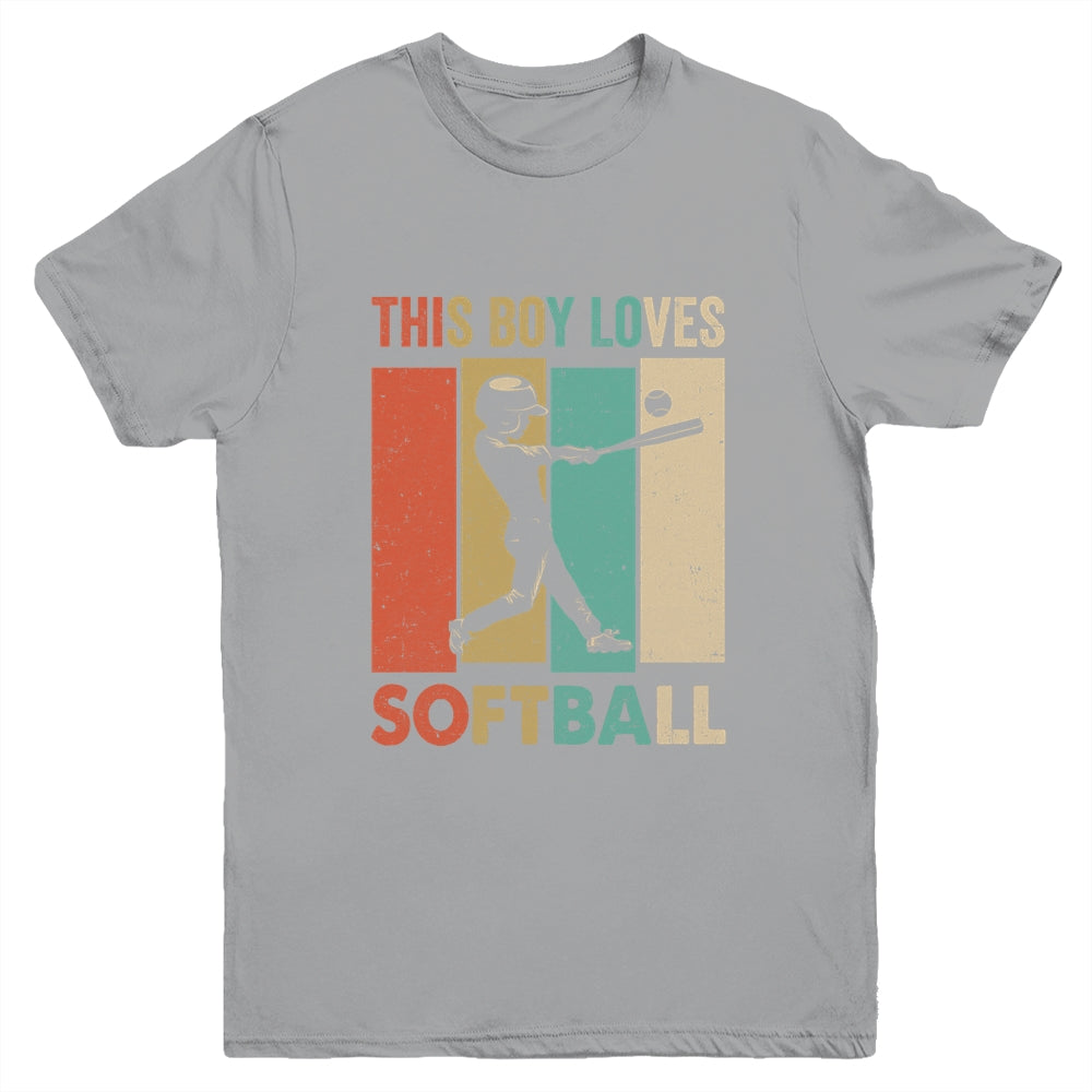 This Boy Loves Softball Boys Soccer Player Vintage Youth Shirt | teecentury