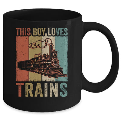 This Boy Loves Trains Train Boys Wagon Lover Retro Mug | teecentury