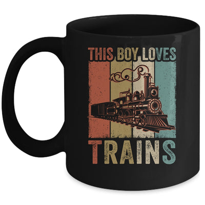This Boy Loves Trains Train Boys Wagon Lover Retro Mug | teecentury