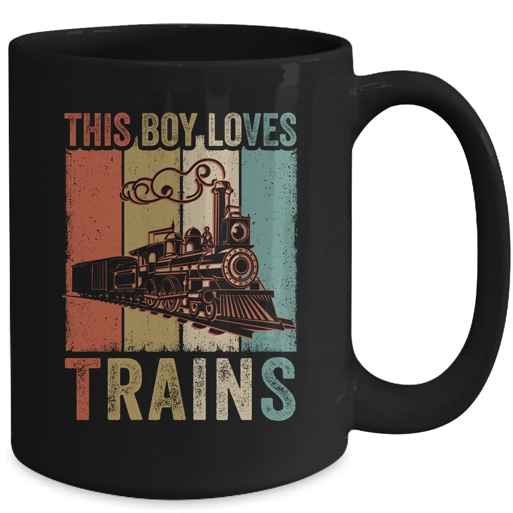 This Boy Loves Trains Train Boys Wagon Lover Retro Mug | teecentury