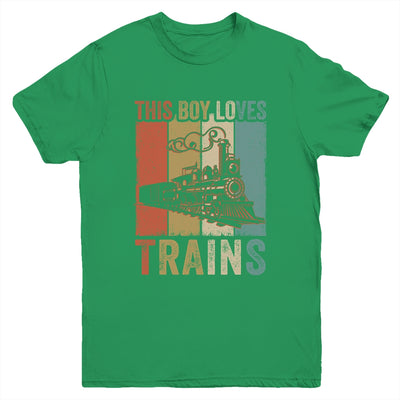 This Boy Loves Trains Train Boys Wagon Lover Retro Youth Shirt | teecentury