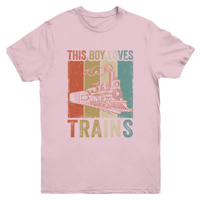 This Boy Loves Trains Train Boys Wagon Lover Retro Youth Shirt | teecentury