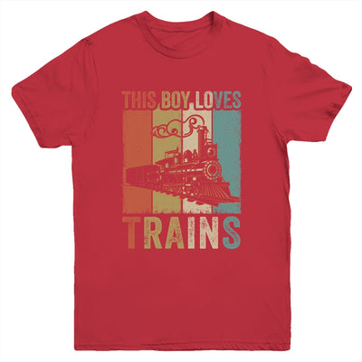 This Boy Loves Trains Train Boys Wagon Lover Retro Youth Shirt | teecentury