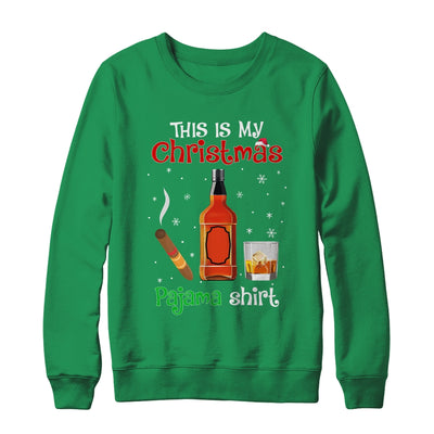 This Is My Christmas Pajama Bourbon Cigar Drinking Funny T-Shirt & Sweatshirt | Teecentury.com