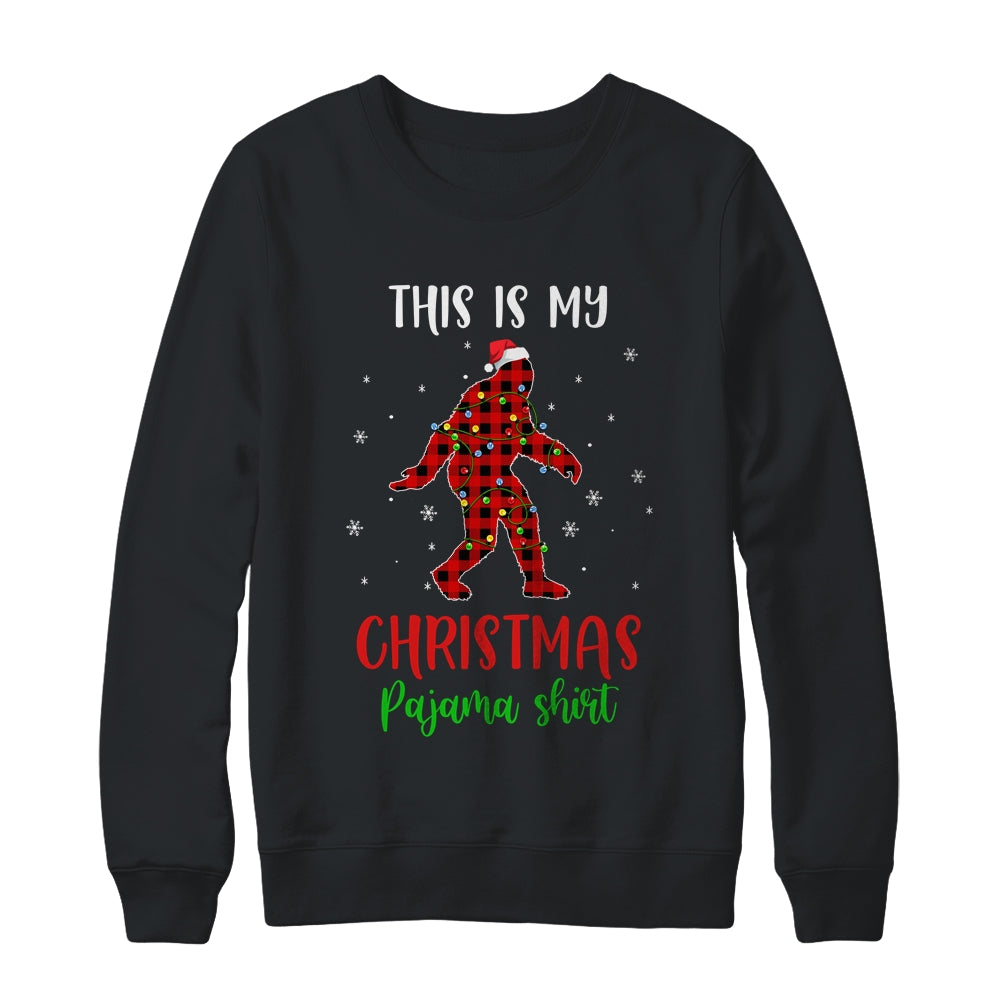 This Is My Christmas Pajama Shirt Bigfoot Red Plaid T-Shirt & Sweatshirt | Teecentury.com