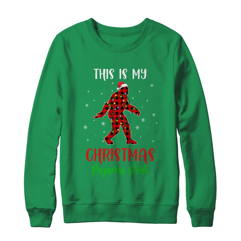 This Is My Christmas Pajama Shirt Bigfoot Red Plaid T-Shirt & Sweatshirt | Teecentury.com