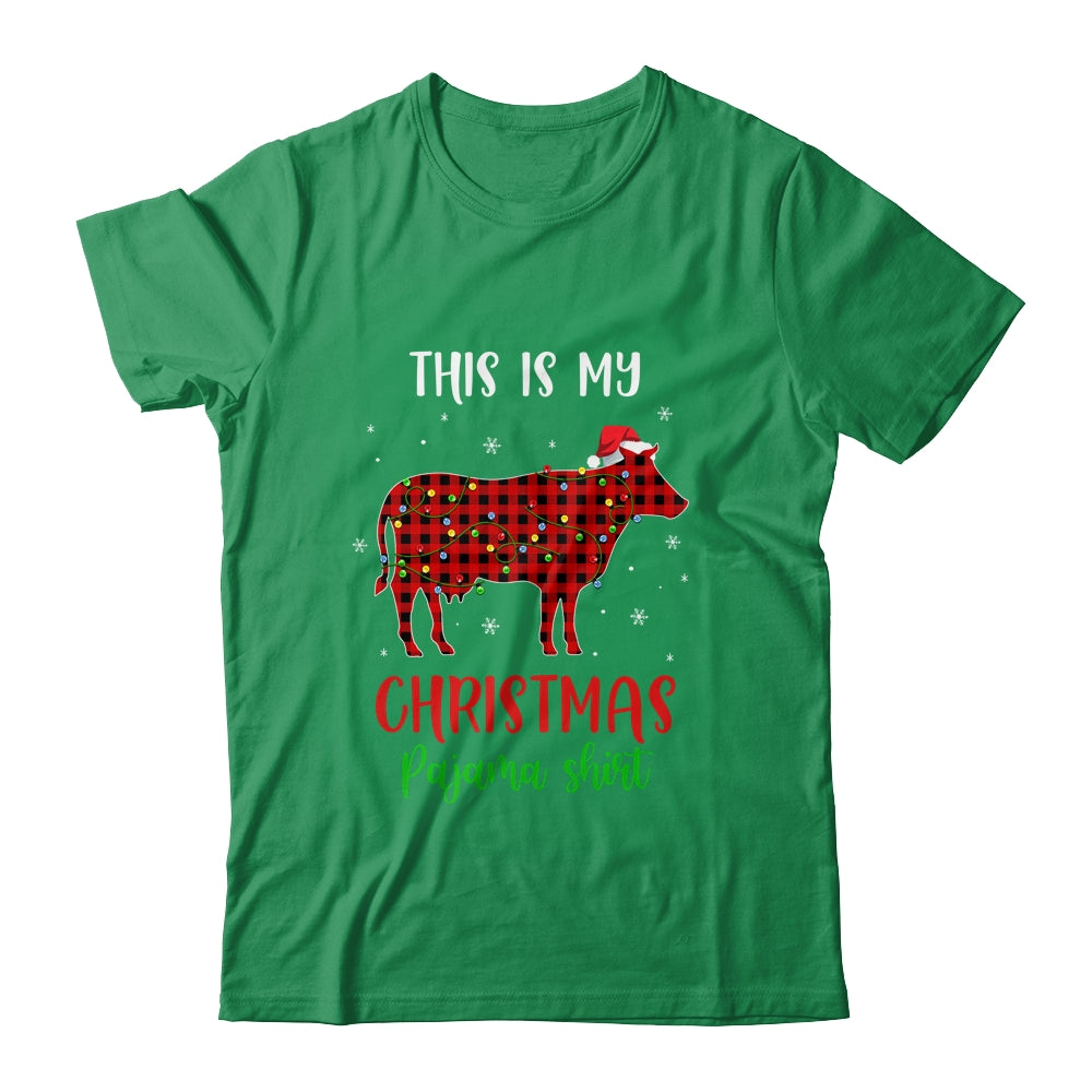 This Is My Christmas Pajama Shirt Cow Red Plaid T-Shirt & Sweatshirt | Teecentury.com