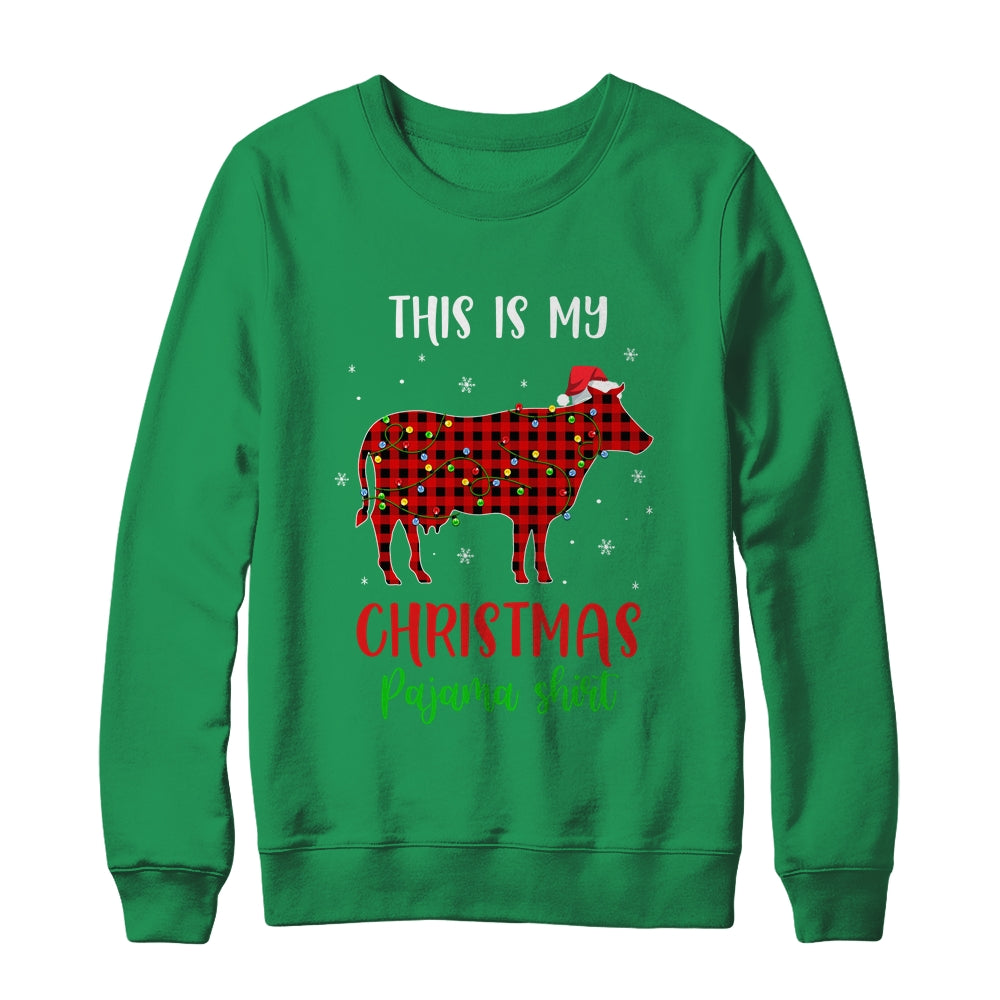 This Is My Christmas Pajama Shirt Cow Red Plaid T-Shirt & Sweatshirt | Teecentury.com