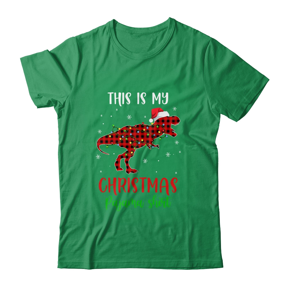 This Is My Christmas Pajama Shirt Dinosaur Red Plaid T-Shirt & Sweatshirt | Teecentury.com