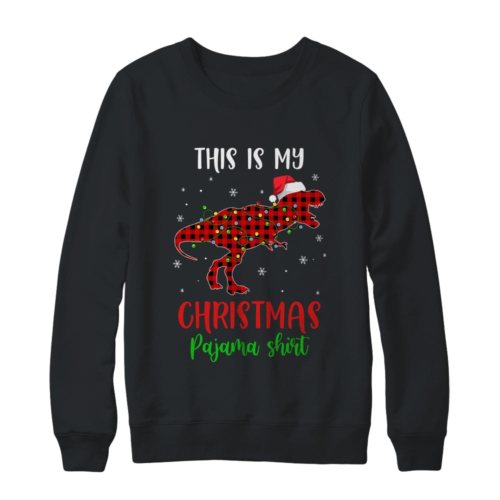 This Is My Christmas Pajama Shirt Dinosaur Red Plaid T-Shirt & Sweatshirt | Teecentury.com