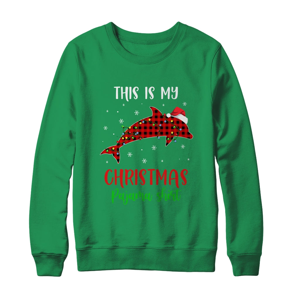 This Is My Christmas Pajama Shirt Dolphin Red Plaid T-Shirt & Sweatshirt | Teecentury.com