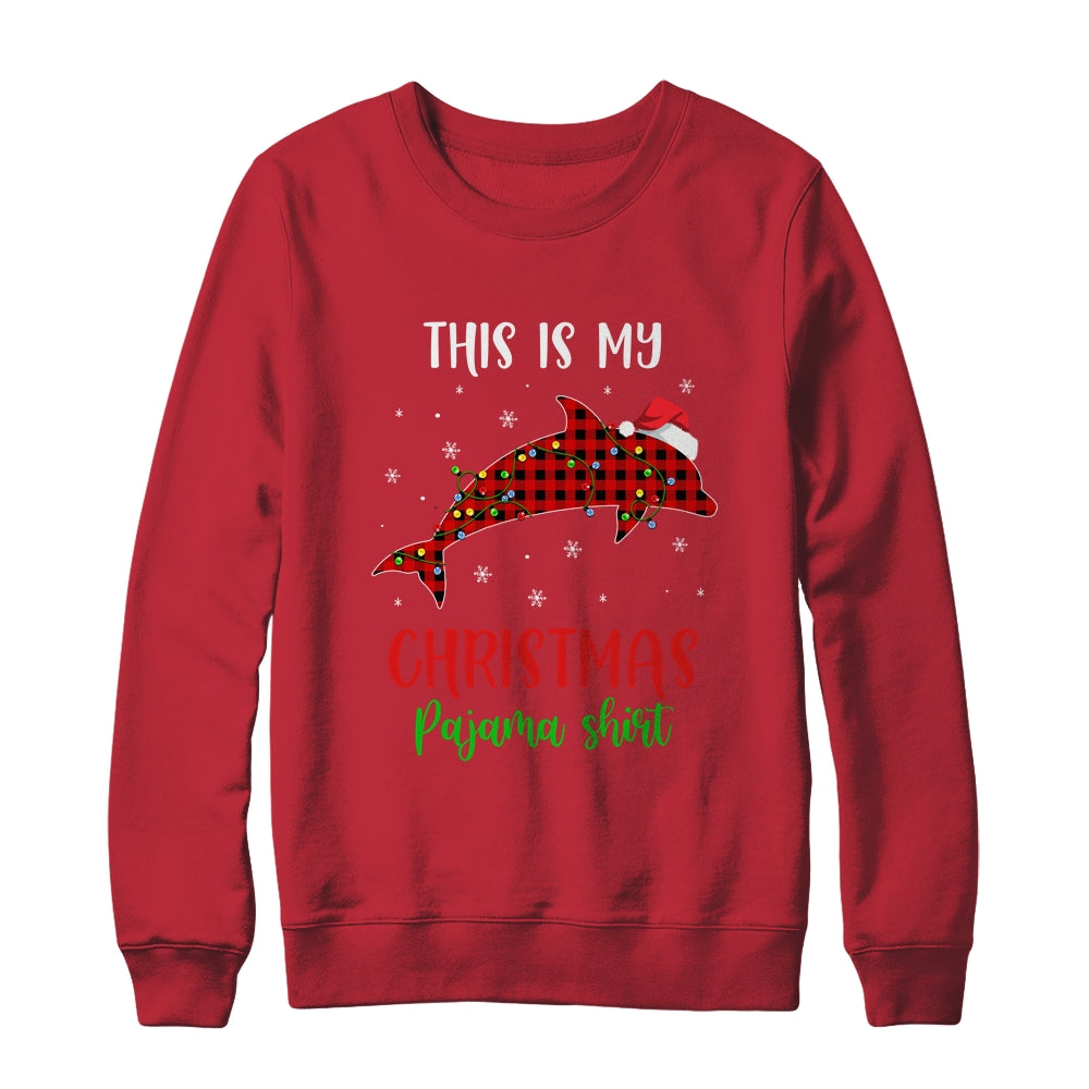 This Is My Christmas Pajama Shirt Dolphin Red Plaid T-Shirt & Sweatshirt | Teecentury.com