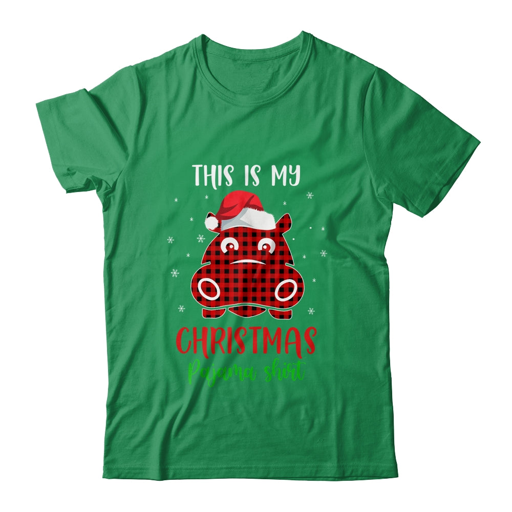 This Is My Christmas Pajama Shirt Hippopotamus Red Plaid T-Shirt & Sweatshirt | Teecentury.com