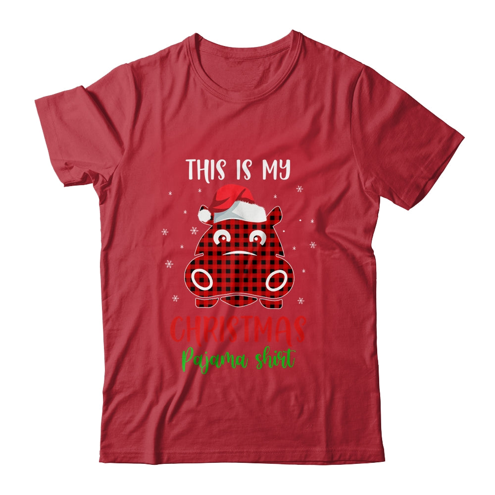 This Is My Christmas Pajama Shirt Hippopotamus Red Plaid T-Shirt & Sweatshirt | Teecentury.com