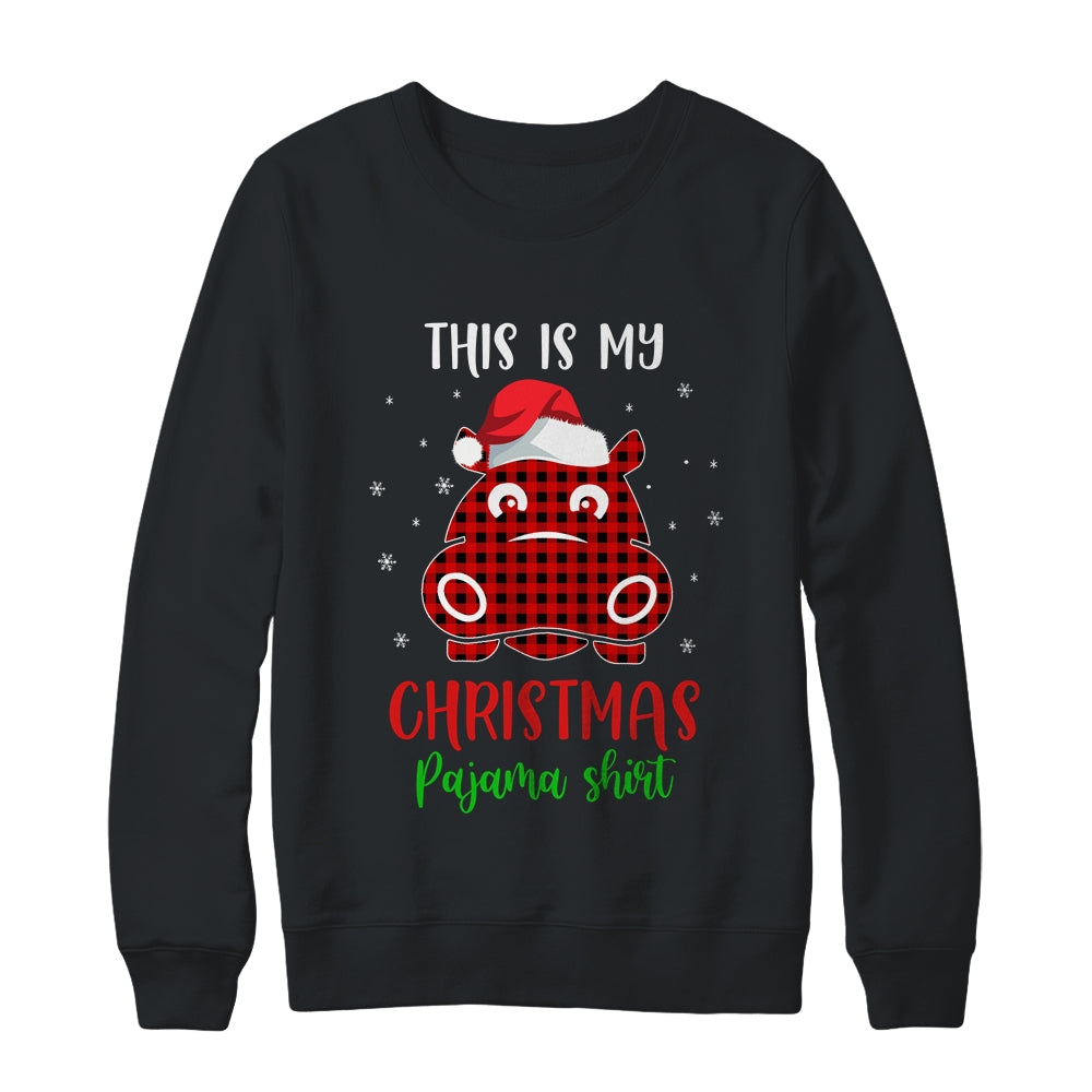This Is My Christmas Pajama Shirt Hippopotamus Red Plaid T-Shirt & Sweatshirt | Teecentury.com
