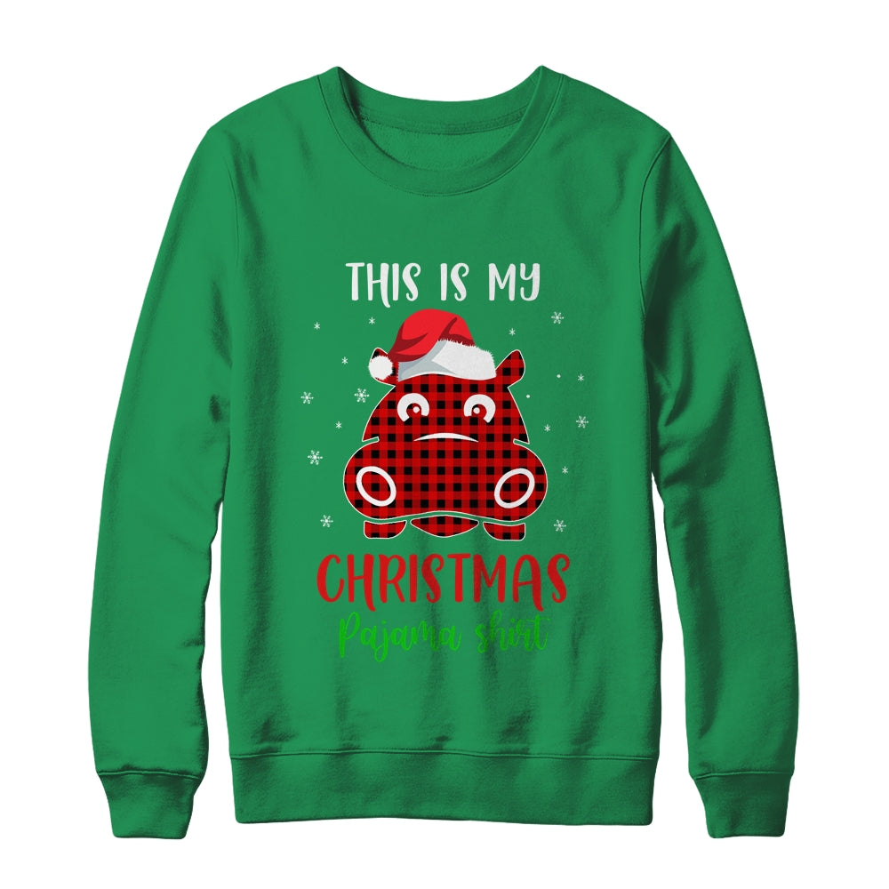 This Is My Christmas Pajama Shirt Hippopotamus Red Plaid T-Shirt & Sweatshirt | Teecentury.com