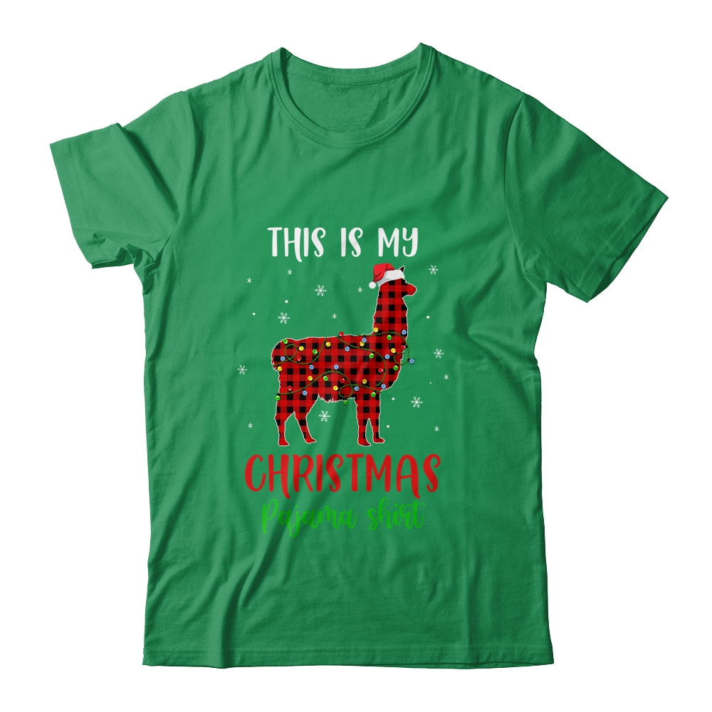 This Is My Christmas Pajama Shirt Llama Red Plaid T-Shirt & Sweatshirt | Teecentury.com
