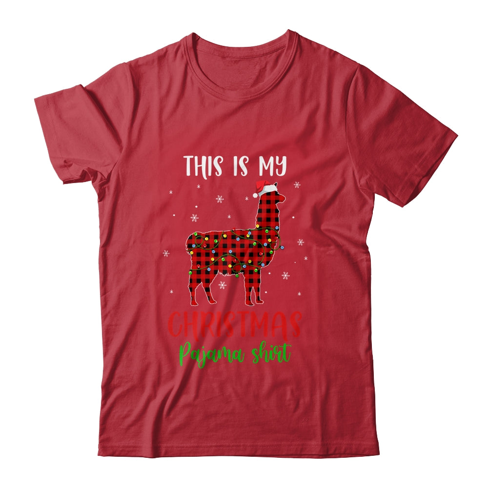 This Is My Christmas Pajama Shirt Llama Red Plaid T-Shirt & Sweatshirt | Teecentury.com