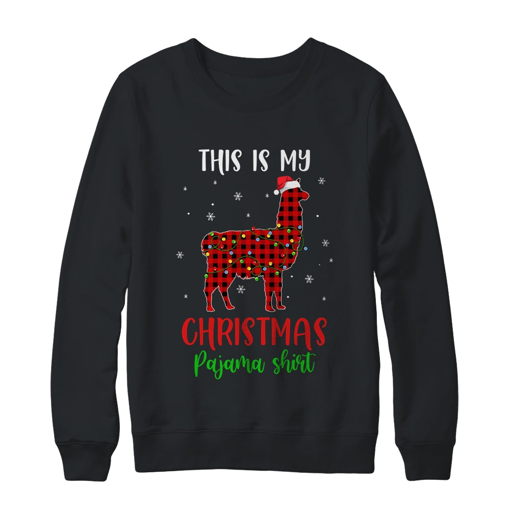 This Is My Christmas Pajama Shirt Llama Red Plaid T-Shirt & Sweatshirt | Teecentury.com
