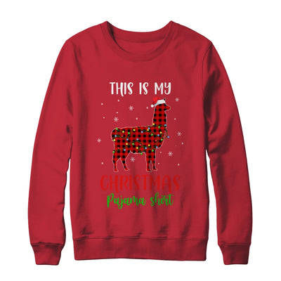 This Is My Christmas Pajama Shirt Llama Red Plaid T-Shirt & Sweatshirt | Teecentury.com