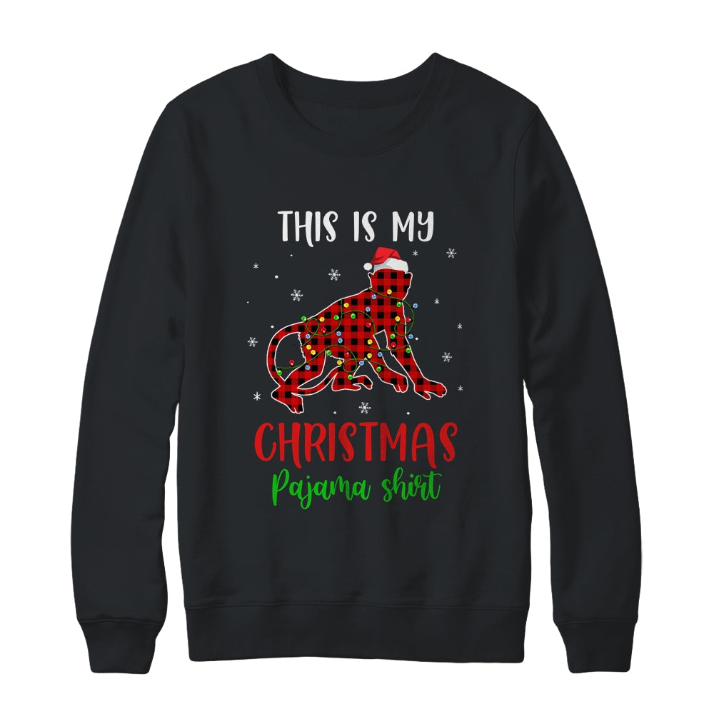 This Is My Christmas Pajama Shirt Monkey Red Plaid T-Shirt & Sweatshirt | Teecentury.com