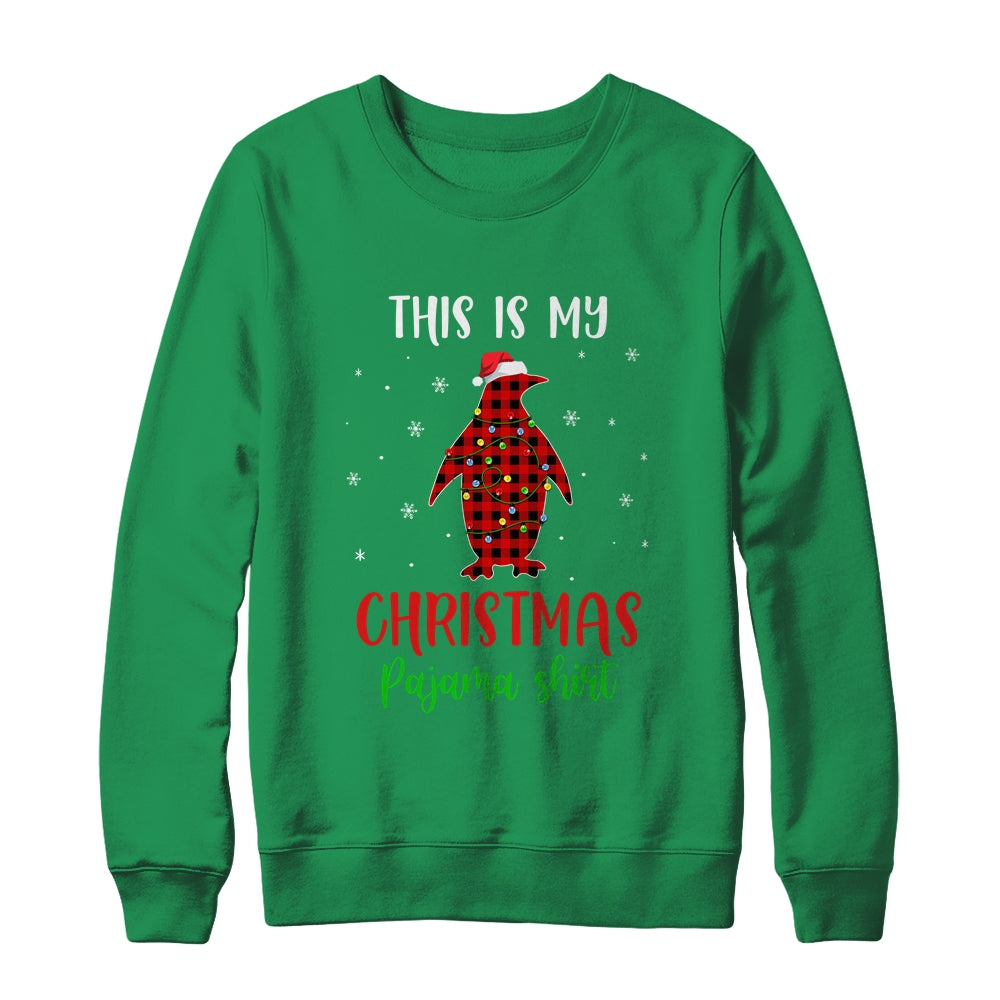 This Is My Christmas Pajama Shirt Penguin Red Plaid T-Shirt & Sweatshirt | Teecentury.com