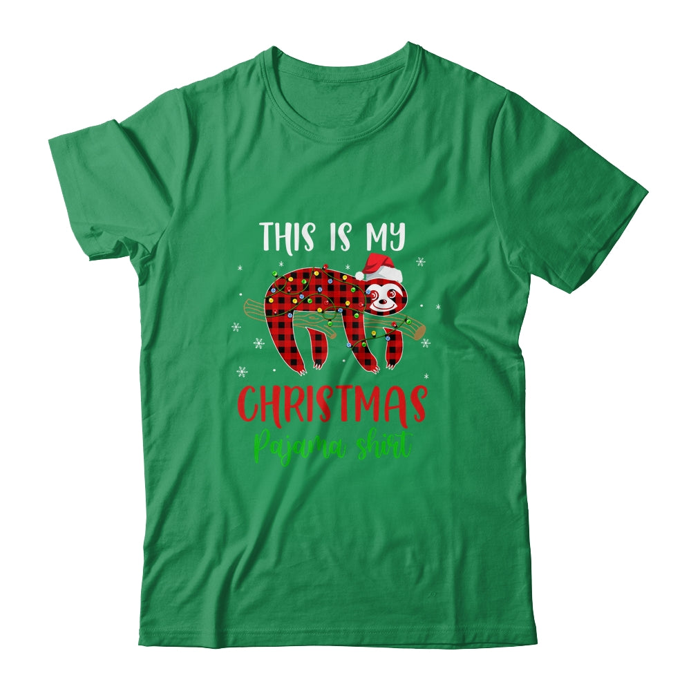 This Is My Christmas Pajama Shirt Sloth Red Plaid T-Shirt & Sweatshirt | Teecentury.com