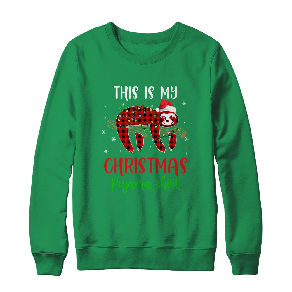 This Is My Christmas Pajama Shirt Sloth Red Plaid T-Shirt & Sweatshirt | Teecentury.com