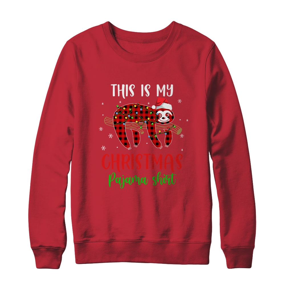 This Is My Christmas Pajama Shirt Sloth Red Plaid T-Shirt & Sweatshirt | Teecentury.com