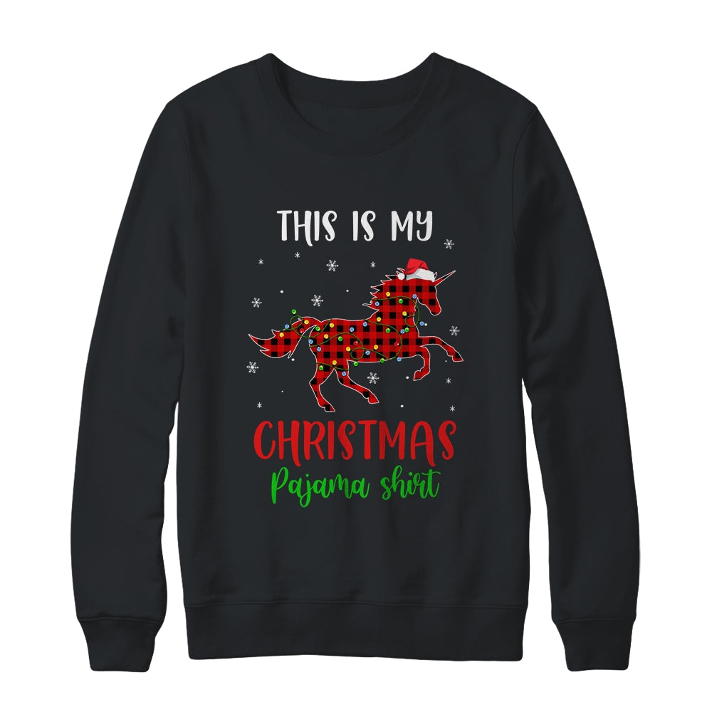 This Is My Christmas Pajama Shirt Unicorn Red Plaid T-Shirt & Sweatshirt | Teecentury.com