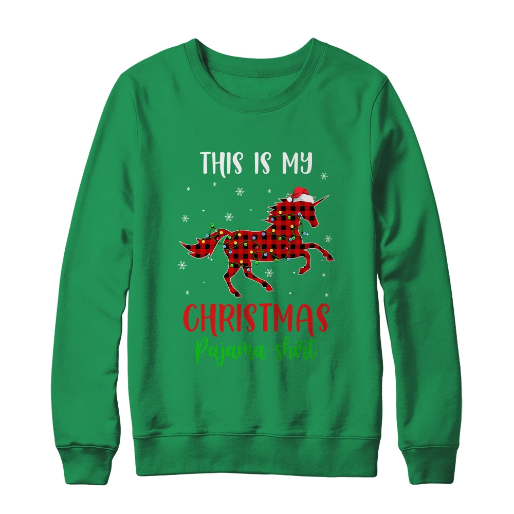This Is My Christmas Pajama Shirt Unicorn Red Plaid T-Shirt & Sweatshirt | Teecentury.com
