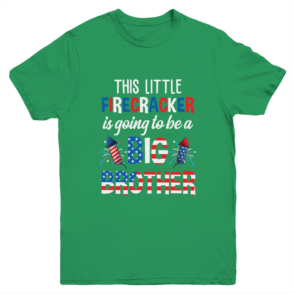 This Little Firecracker Is Going To Be Big Brother 4th July Youth Shirt | teecentury