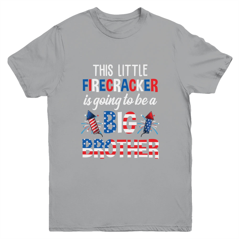 This Little Firecracker Is Going To Be Big Brother 4th July Youth Shirt | teecentury