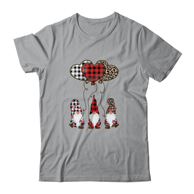 Three Gnomes Balloon Hearts Buffalo Plaid Leopard Valentines T-Shirt & Tank Top | Teecentury.com