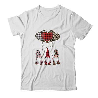 Three Gnomes Balloon Hearts Buffalo Plaid Leopard Valentines T-Shirt & Tank Top | Teecentury.com