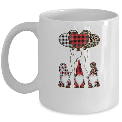 Three Gnomes Balloon Hearts Buffalo Plaid Leopard Valentines Mug Coffee Mug | Teecentury.com