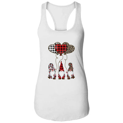 Three Gnomes Balloon Hearts Buffalo Plaid Leopard Valentines T-Shirt & Tank Top | Teecentury.com