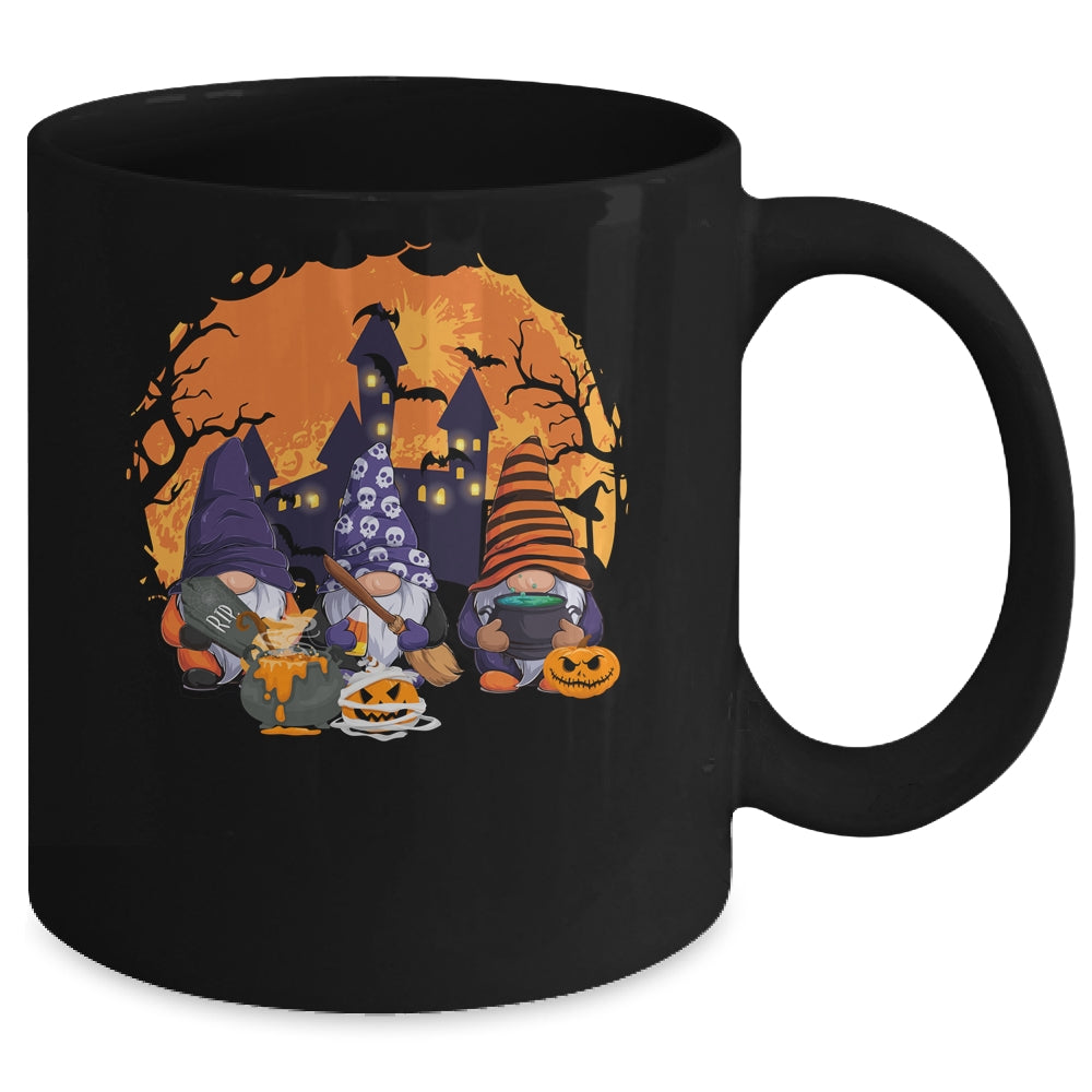 Three Gnomes Happy Halloween Fall Candy Corn Pumpkin Mug | teecentury