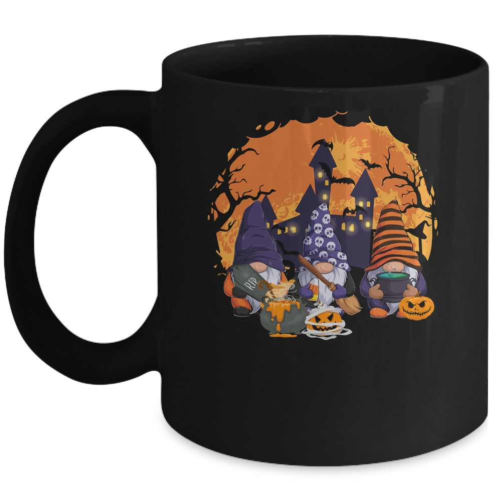 Three Gnomes Happy Halloween Fall Candy Corn Pumpkin Mug | teecentury
