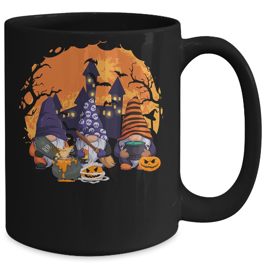 Three Gnomes Happy Halloween Fall Candy Corn Pumpkin Mug | teecentury