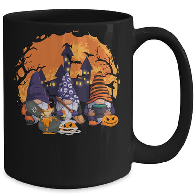 Three Gnomes Happy Halloween Fall Candy Corn Pumpkin Mug | teecentury