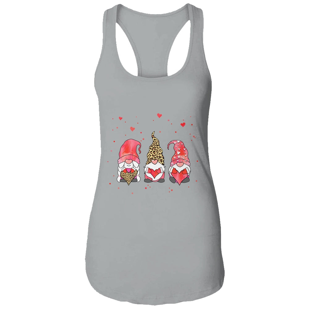 Three Gnomes Holding Heart Leopard Happy Valentine's Day T-Shirt & Tank Top | Teecentury.com