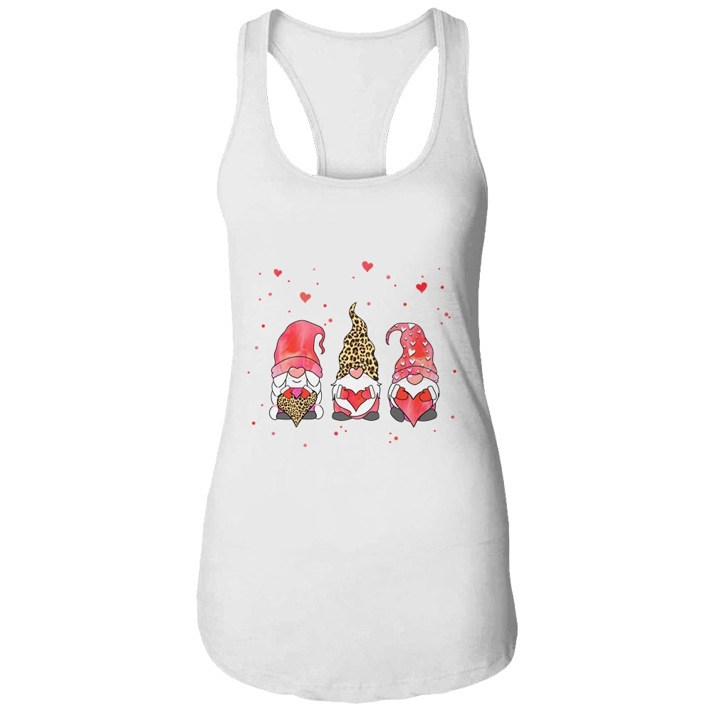 Three Gnomes Holding Heart Leopard Happy Valentine's Day T-Shirt & Tank Top | Teecentury.com