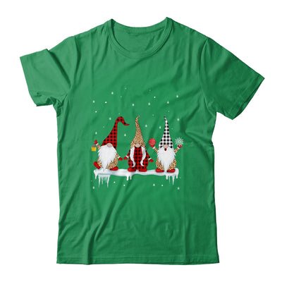 Three Gnomes In Leopard Printed Buffalo Plaid Christmas Gift T-Shirt & Sweatshirt | Teecentury.com