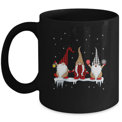 Three Gnomes In Leopard Printed Buffalo Plaid Christmas Gift Mug Coffee Mug | Teecentury.com